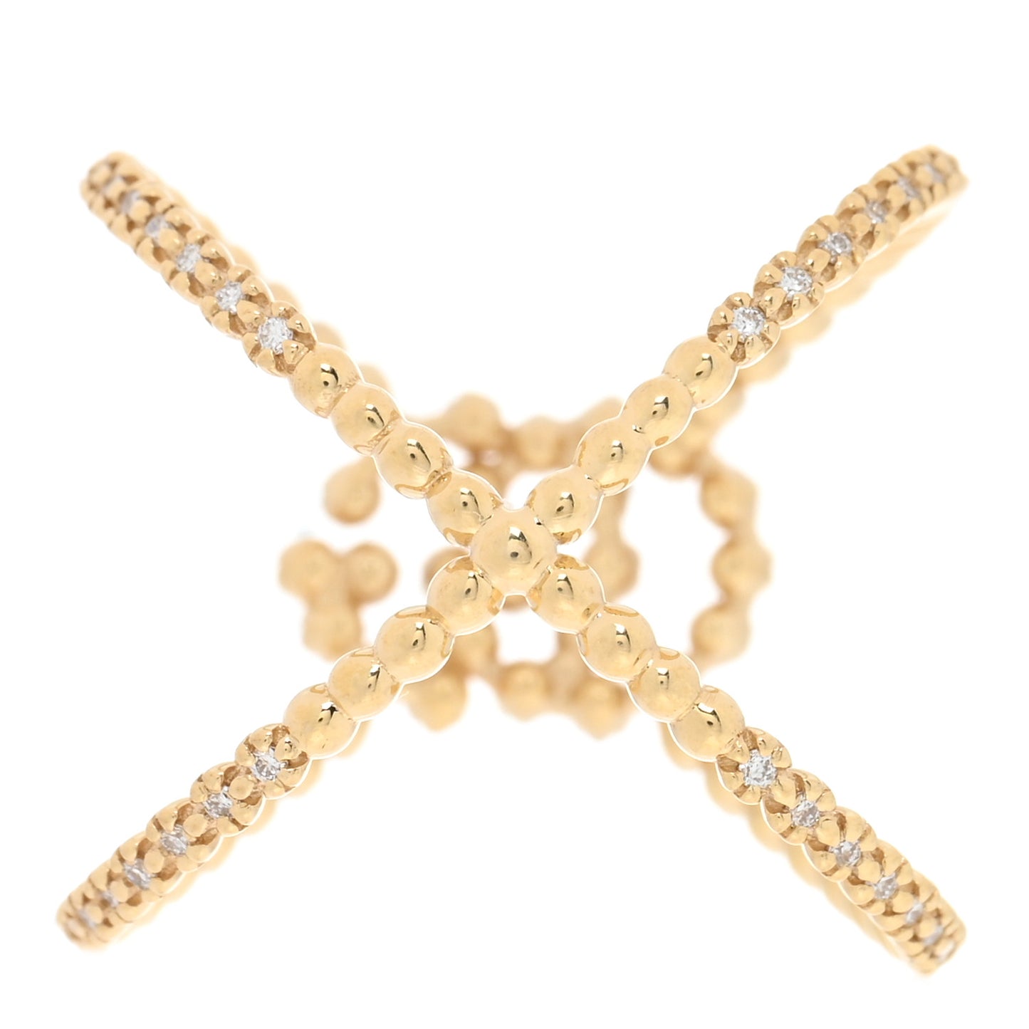 18K Yellow Gold Diamond GG Running X Ring 50 5.25