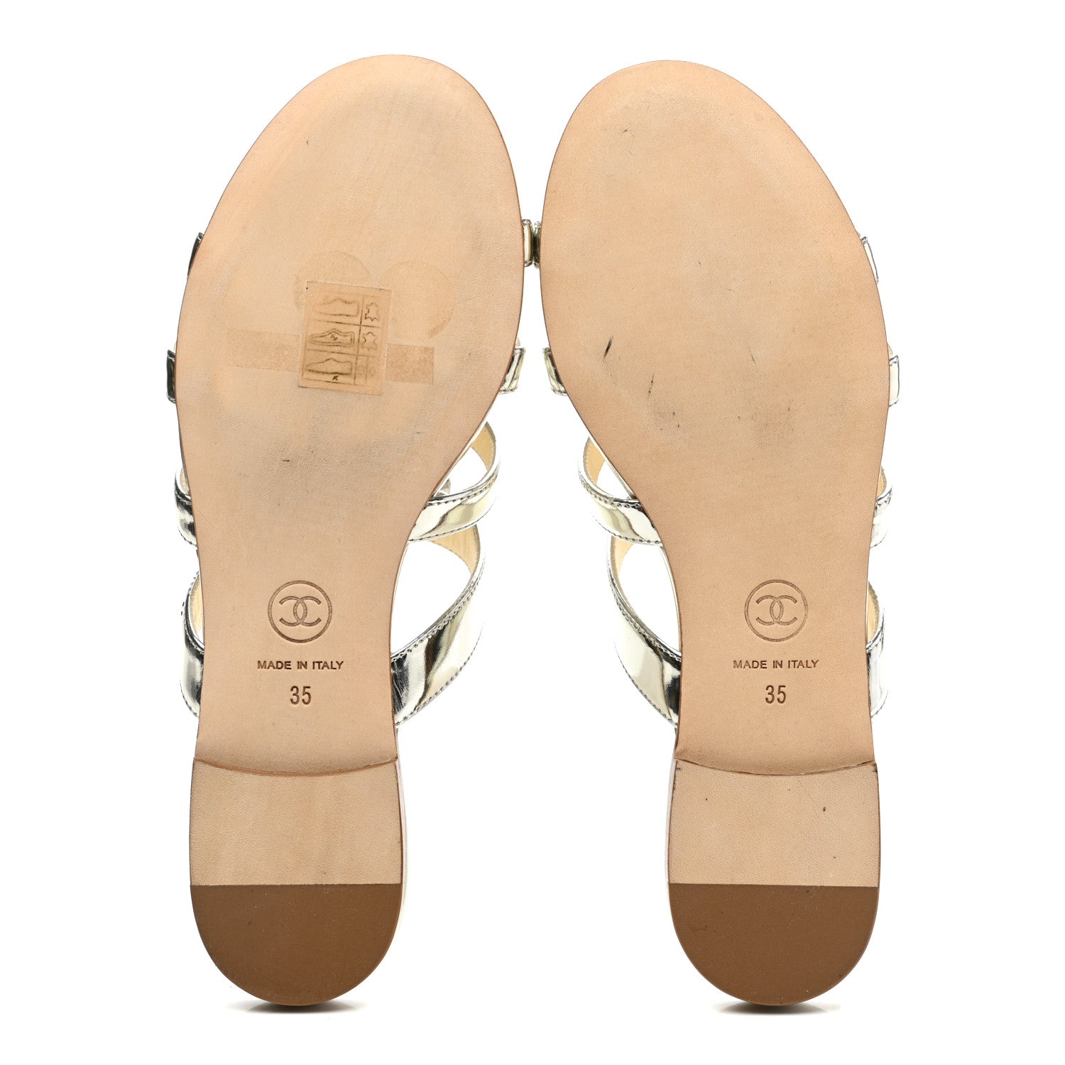 Chanel Metallic Calfskin Flat Sandals 35 Silver 5 of 9