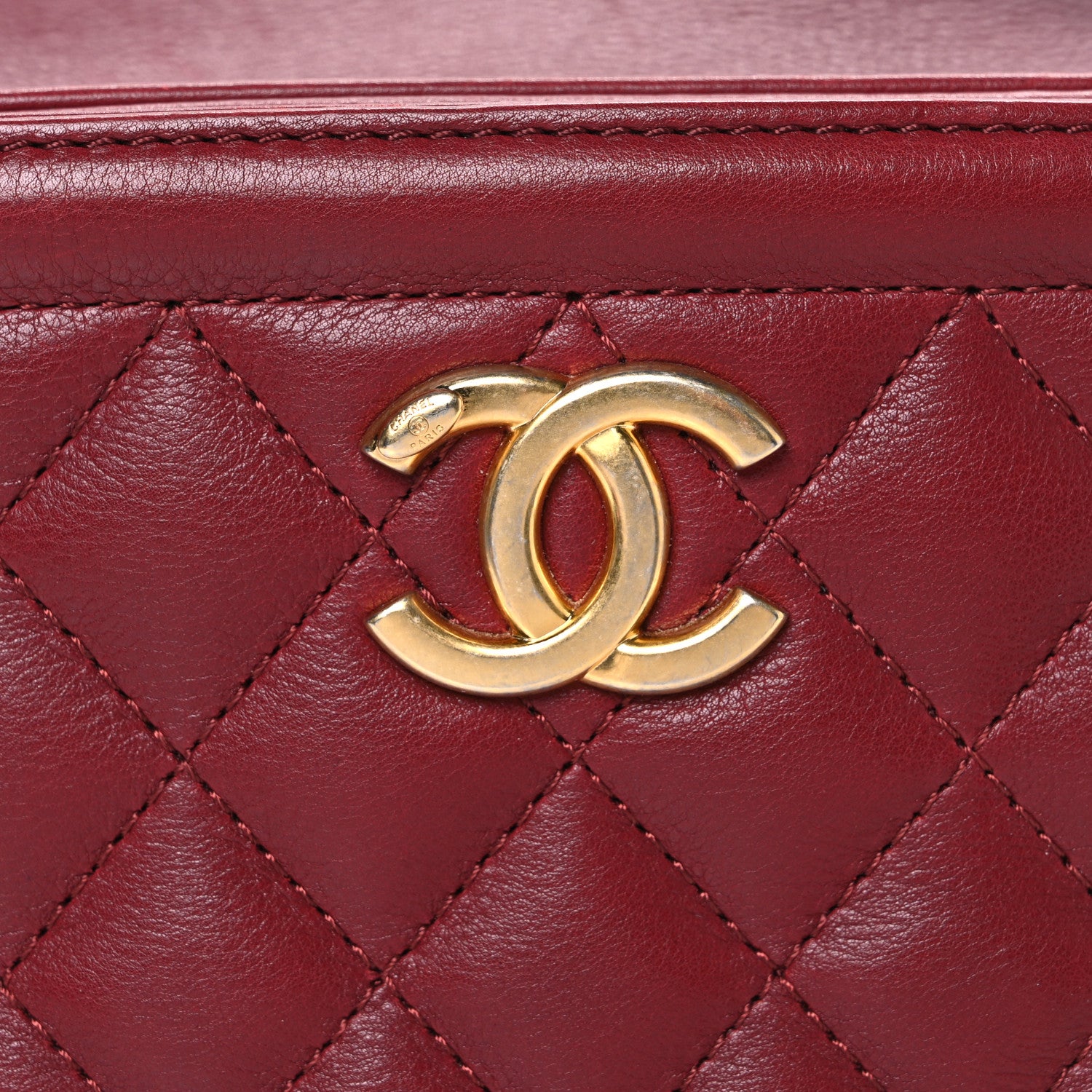 Chanel Calfskin Quilted CC Medium Vanity Case Dark Red 8 of 11
