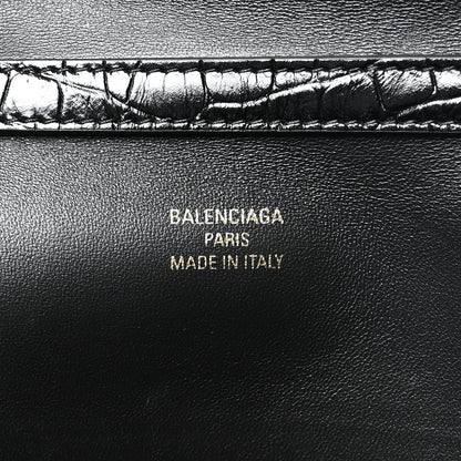 Balenciaga Shiny Calfskin Crocodile Embossed Large Rodeo Top Handle Handbag Black 6 of 10