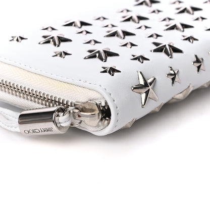 Jimmy Choo Calfskin Filipa Star Zip Around Wallet White 8 of 19