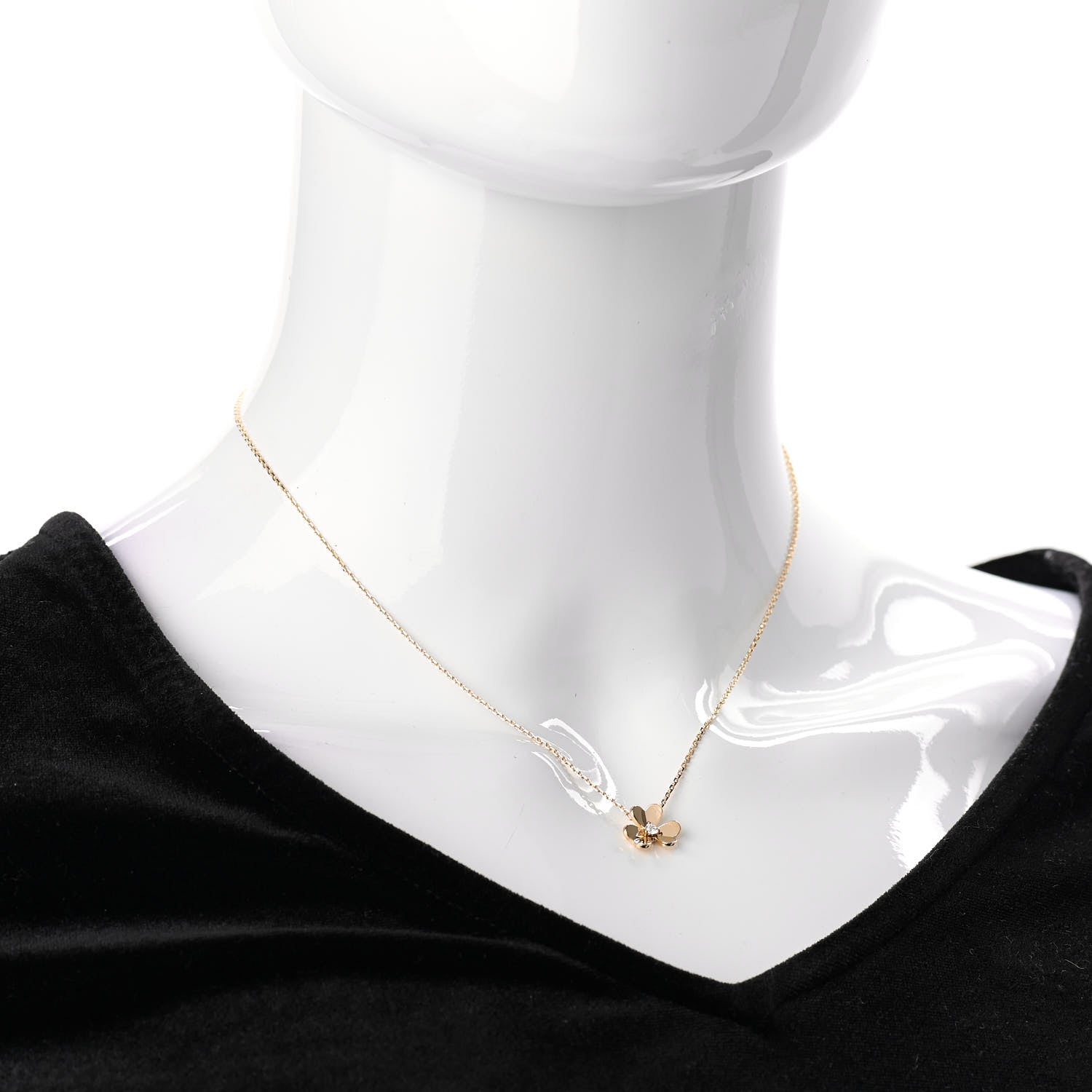 Van Cleef & Arpels 18K Yellow Gold Diamond Mini Frivole Pendant Necklace 2 of 7