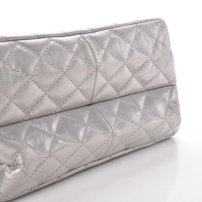 Chanel Metallic Aged Calfskin Quilted Reissue 2.55 Accordion Flap Silver 18 of 24