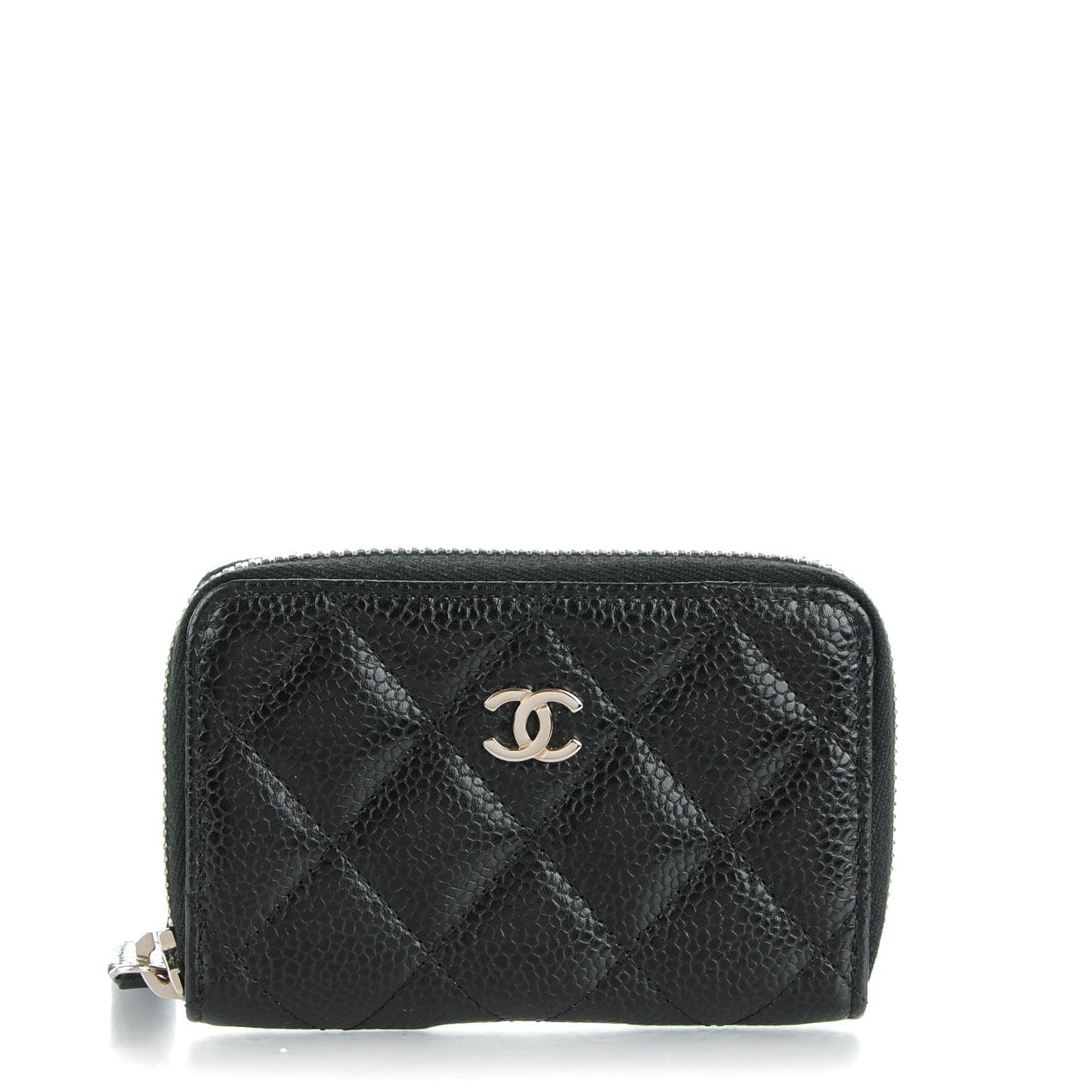 Caviar Quilted Zip Coin Purse Black