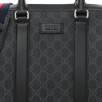 Gucci GG Supreme Monogram Appia Calfskin Web Briefcase Black 7 of 9