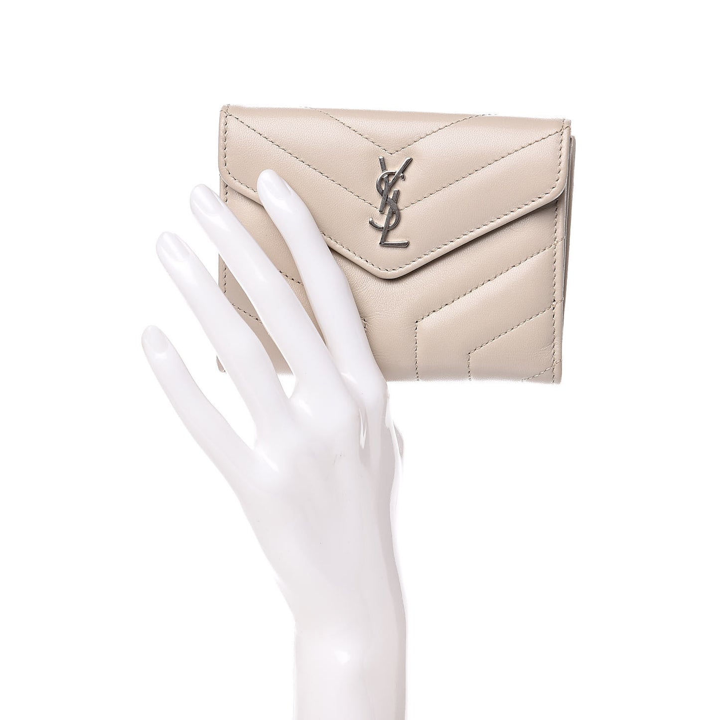 Lambskin Y Quilted Monogram Compact Loulou Wallet Nude Powder