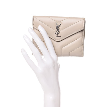 Saint Laurent Lambskin Y Quilted Monogram Compact Loulou Wallet Nude Powder 2 of 8