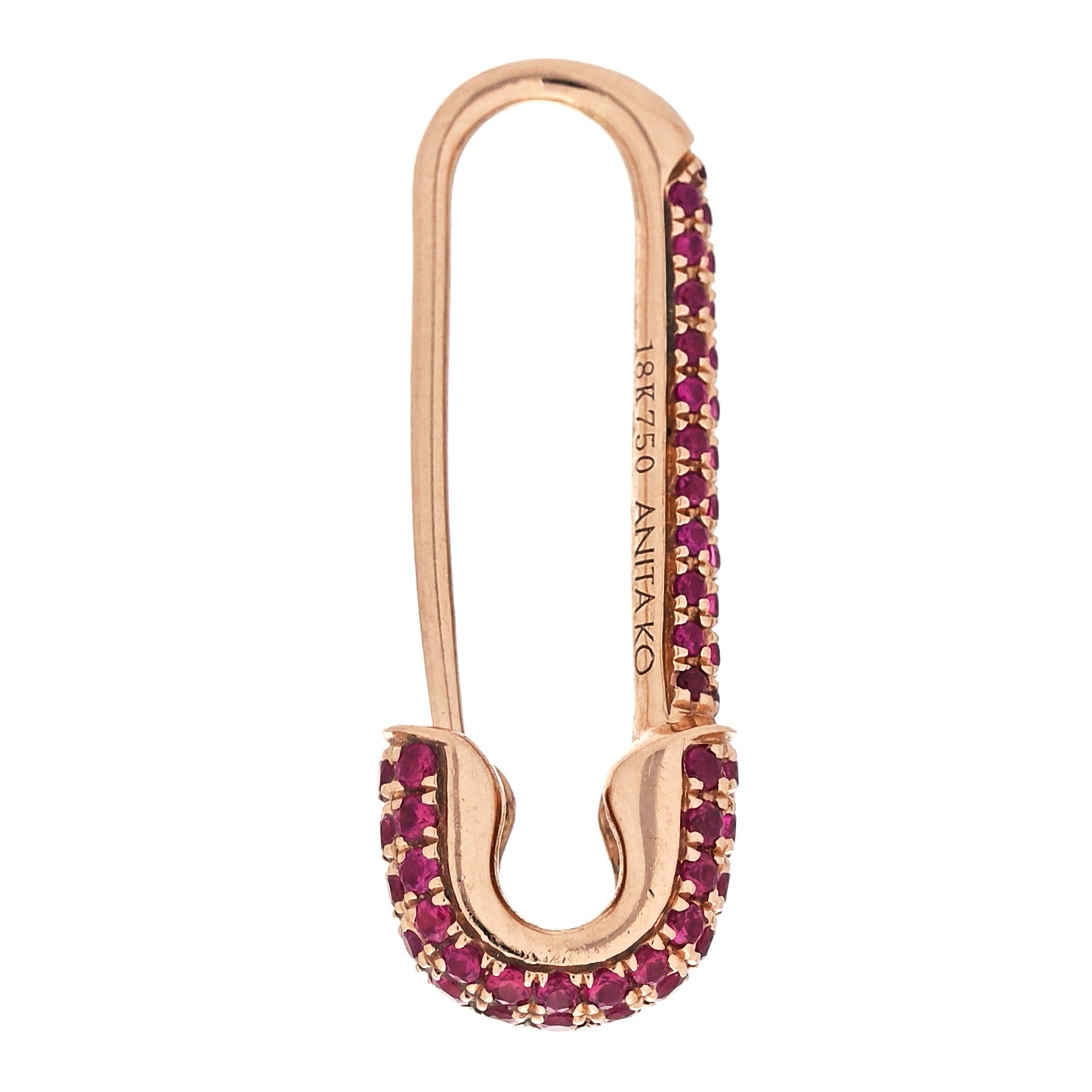 Anita Ko 18K Rose Gold Ruby Mini Safety Pin Earring 2 of 4