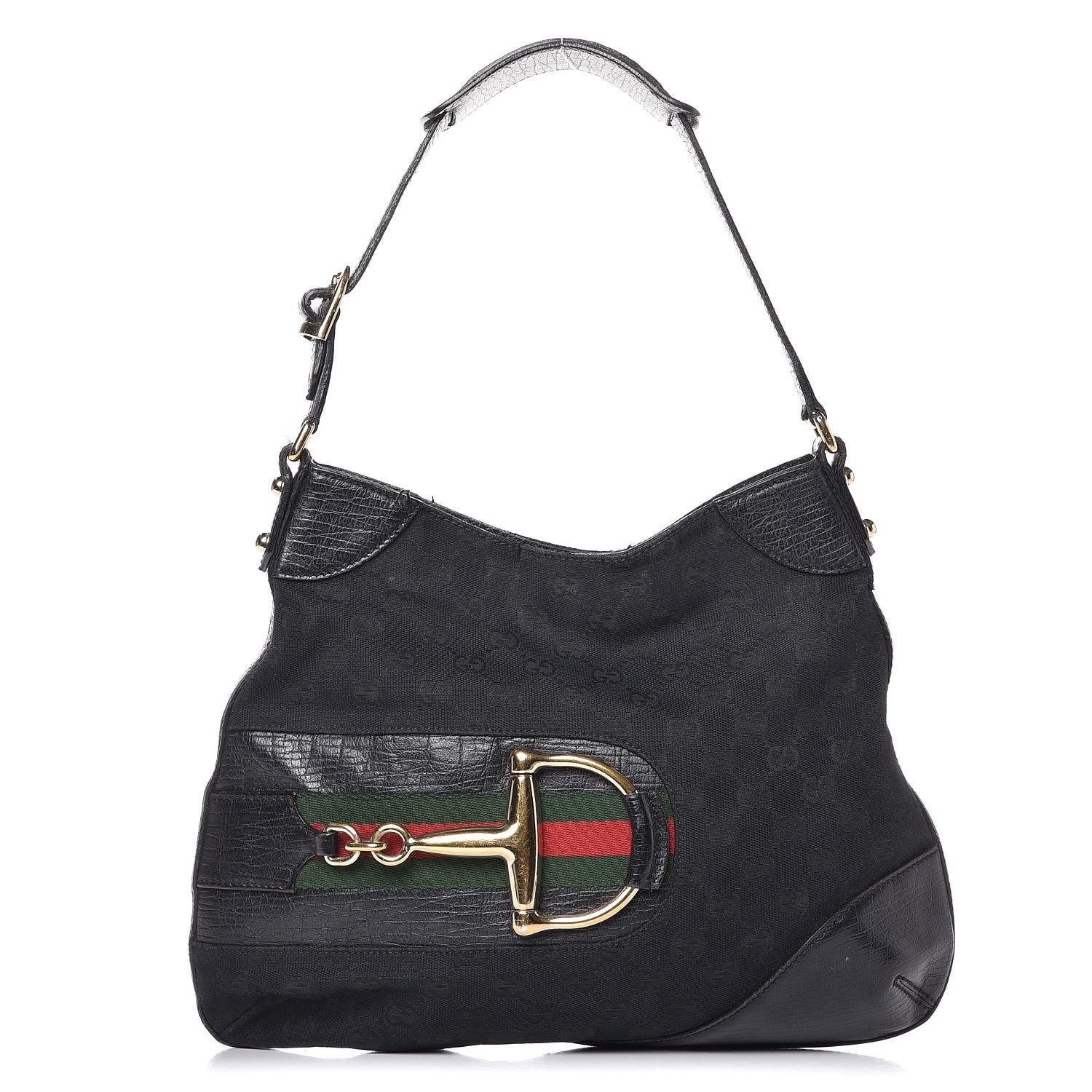 Gucci Monogram Web Hasler Hobo Black 1 of 17