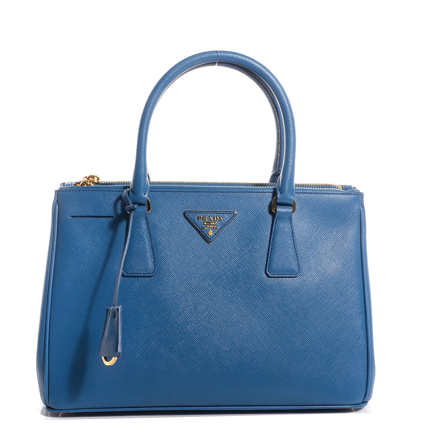Saffiano Lux Small Double Zip Tote Cobalto