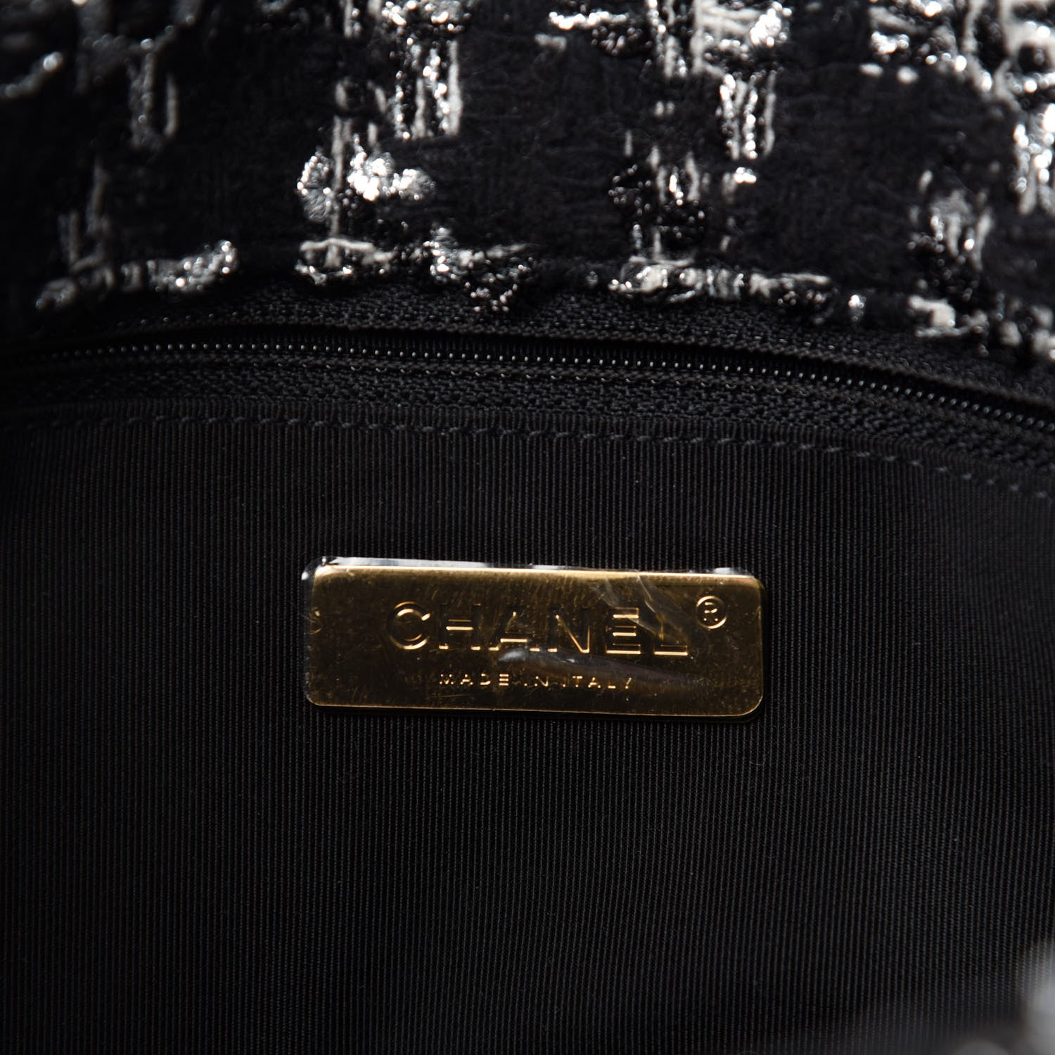 Chanel Tweed Quilted Medium Chanel 19 Flap Black Silver Ecru 8 of 10