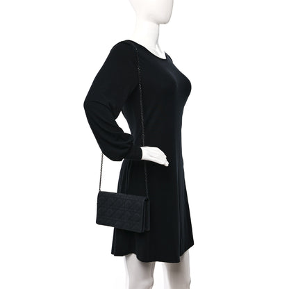 Christian Dior Ultra Matte Calfskin Cannage Lady Dior Clutch Black 2 of 9