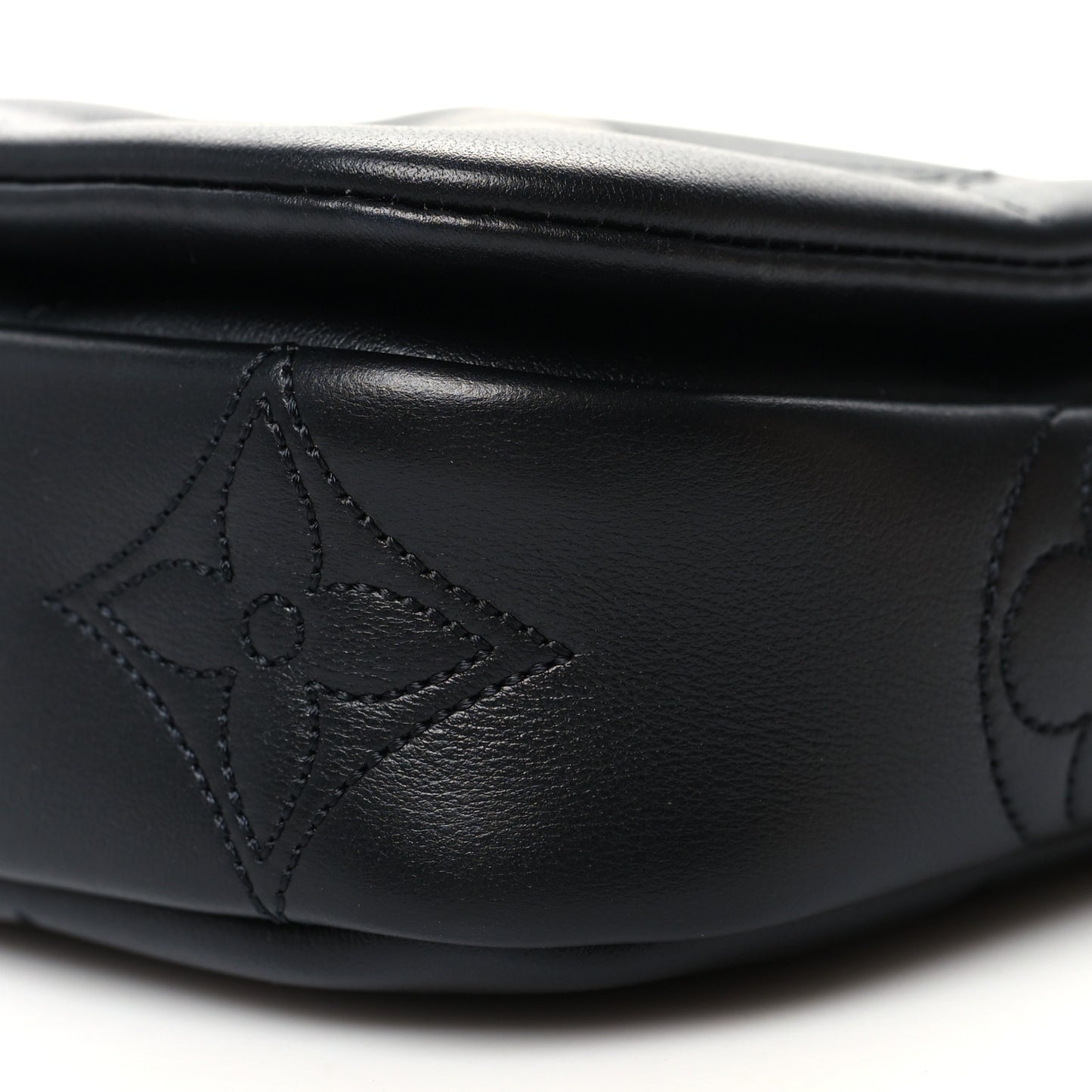 Calfskin Bubblegram Wallet On Strap Black