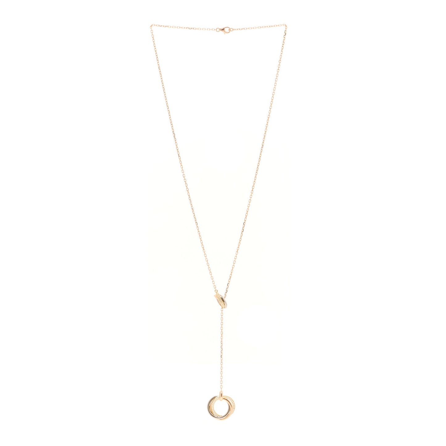 18K Pink Yellow White Gold Diamond Trinity Lariat Necklace
