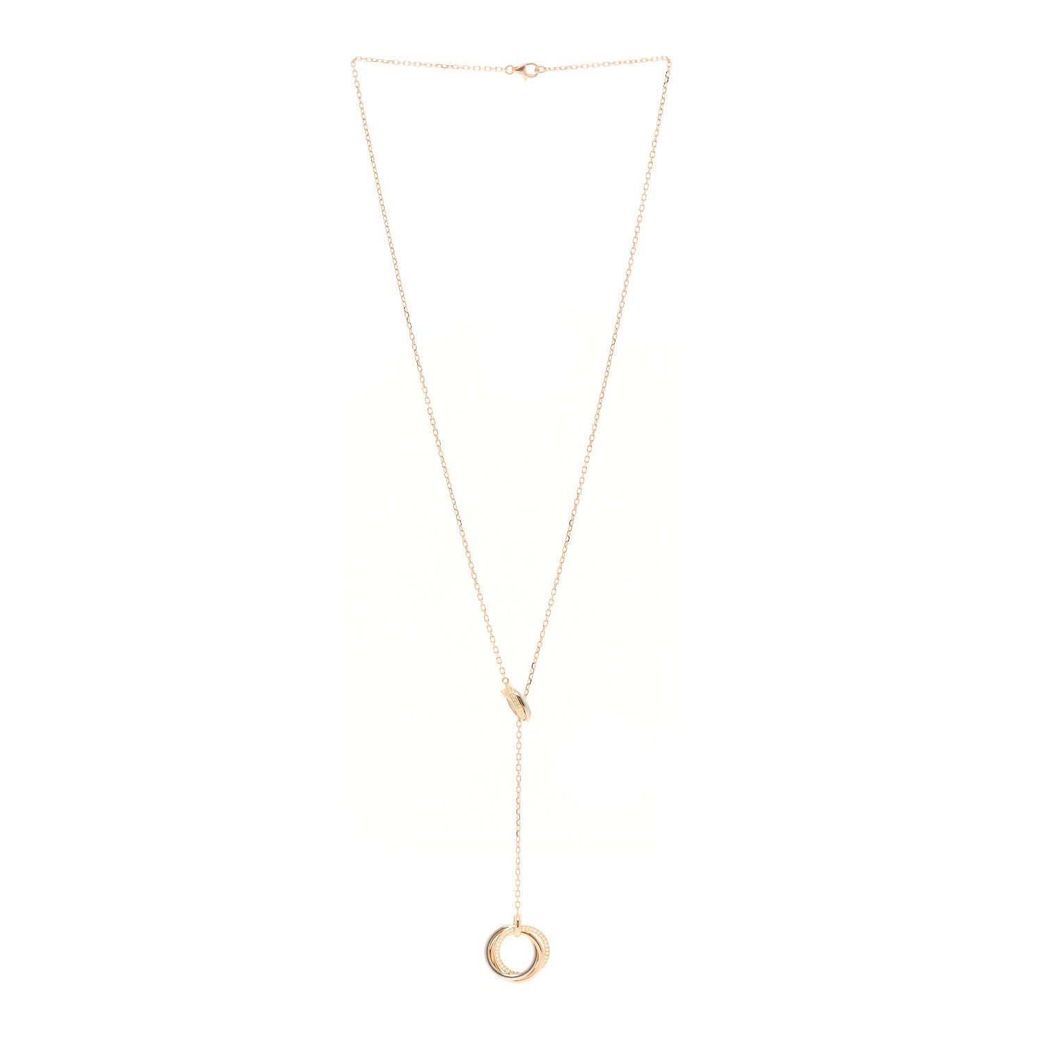 Cartier 18K Pink Yellow White Gold Diamond Trinity Lariat Necklace 3 of 5