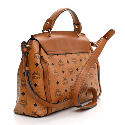 MCM Visetos Top Handle Satchel Cognac 3 of 11