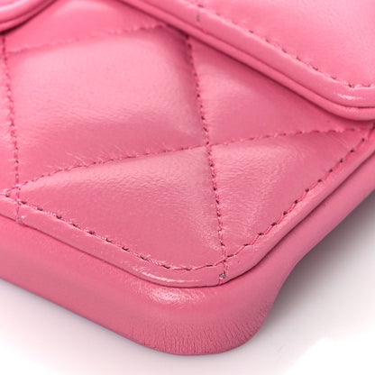 Chanel Lambskin Quilted Pearl Crush iPhone XII Pro Holder With Chain Pink 7 of 10