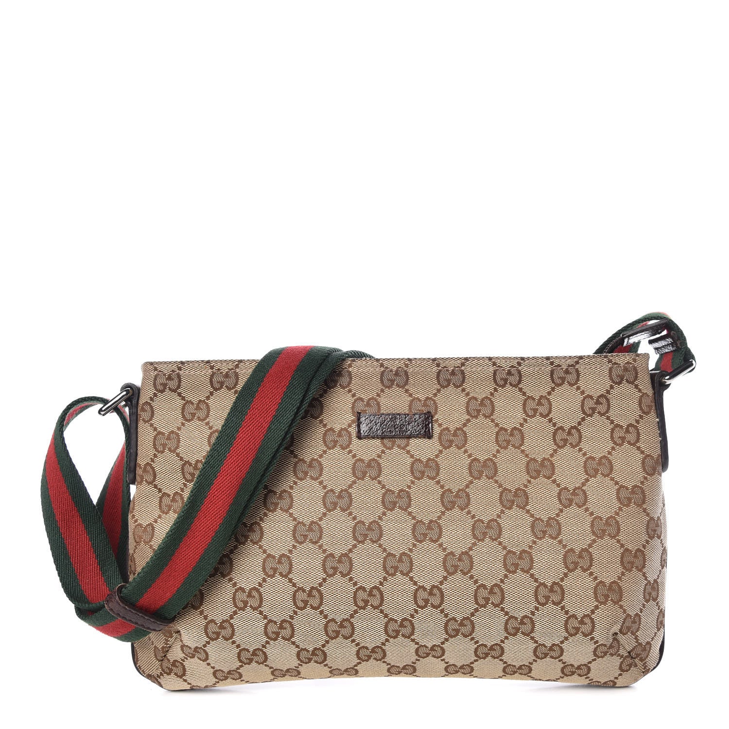 Gucci Monogram Web Small Flat Messenger Crossbody Dark Brown 1 of 10