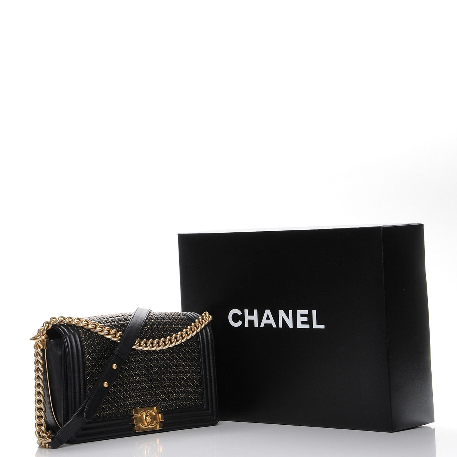 Chanel Braided Sheepskin Large Boy Reverso Flap Black 8 of 8