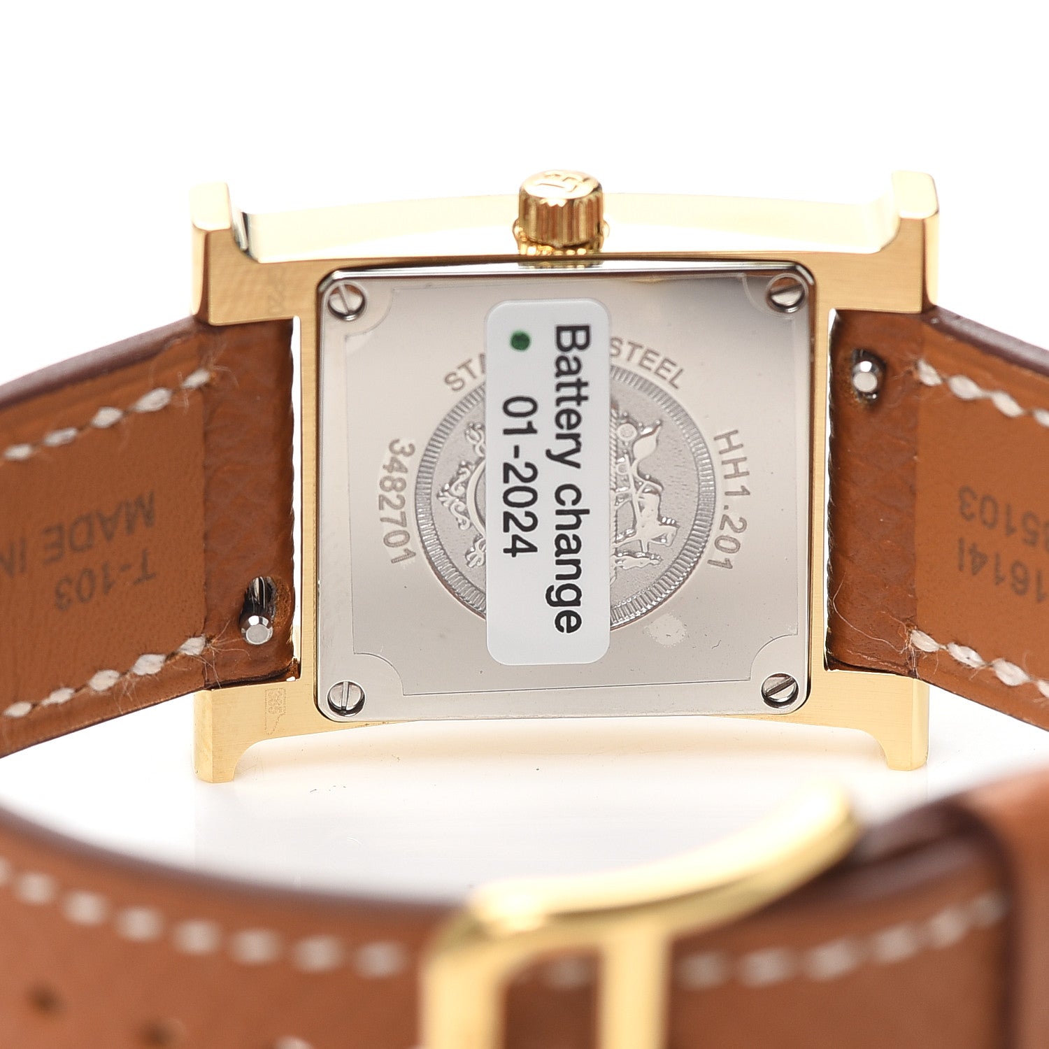 Hermes Stainless Steel Epsom 21mm Heure H Hour Quartz Watch Gold 4 of 5