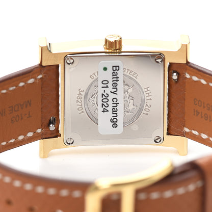 Hermes Stainless Steel Epsom 21mm Heure H Hour Quartz Watch Gold 4 of 5