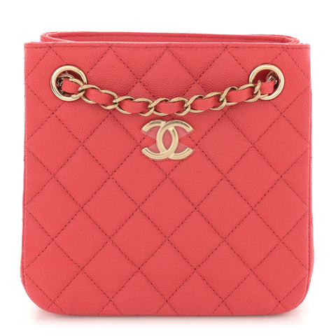 Caviar Quilted Mini Bucket Bag Dark Pink