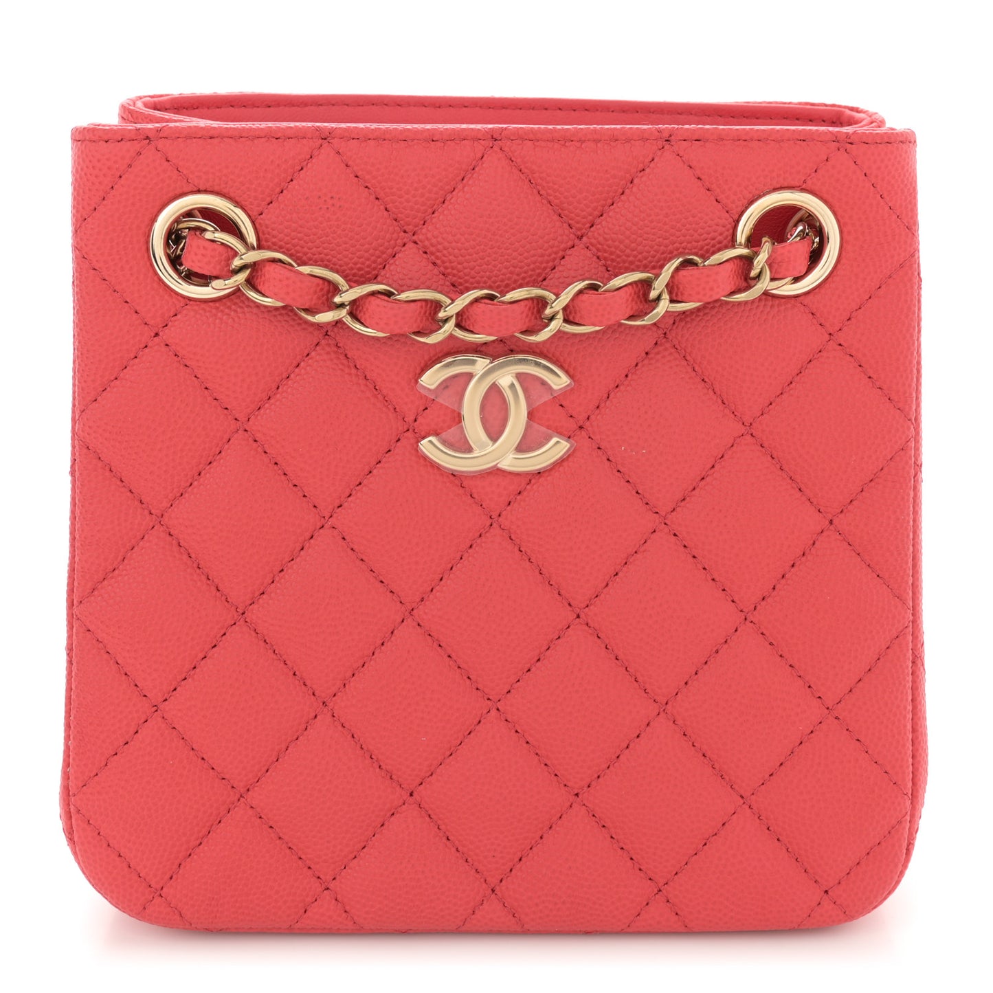 Caviar Quilted Mini Bucket Bag Dark Pink