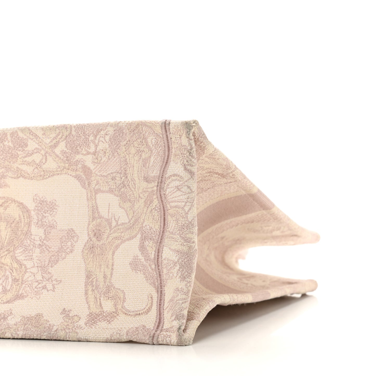 Canvas Toile De Jouy Embroidered Medium Book Tote Pink