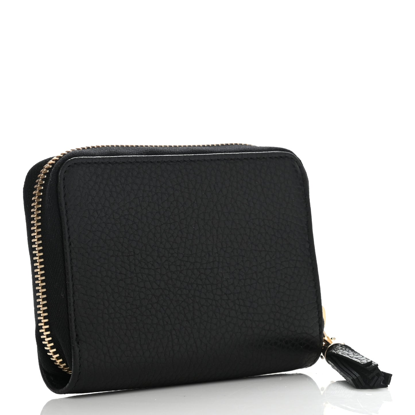 Pebbled Calfskin Small Soho Zip Around Wallet Black