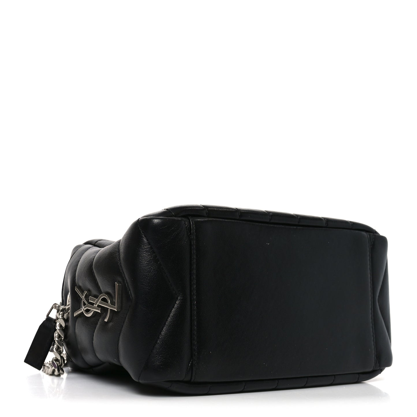 Calfskin Y Quilted Monogram Small Loulou Bowling Bag Black