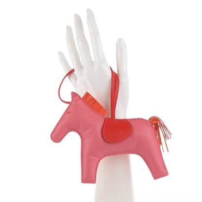 Hermes Milo Lambskin Grigri Rodeo Horse Bag Charm GM Rose Azalee Orange Poppy 2 of 4