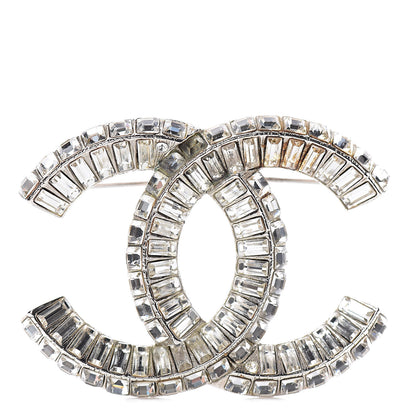 Chanel Baguette Crystal CC Brooch Silver 1 of 4