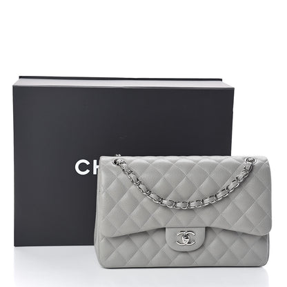 Chanel Caviar Quilted Jumbo Double Flap Light Grey 11 of 11