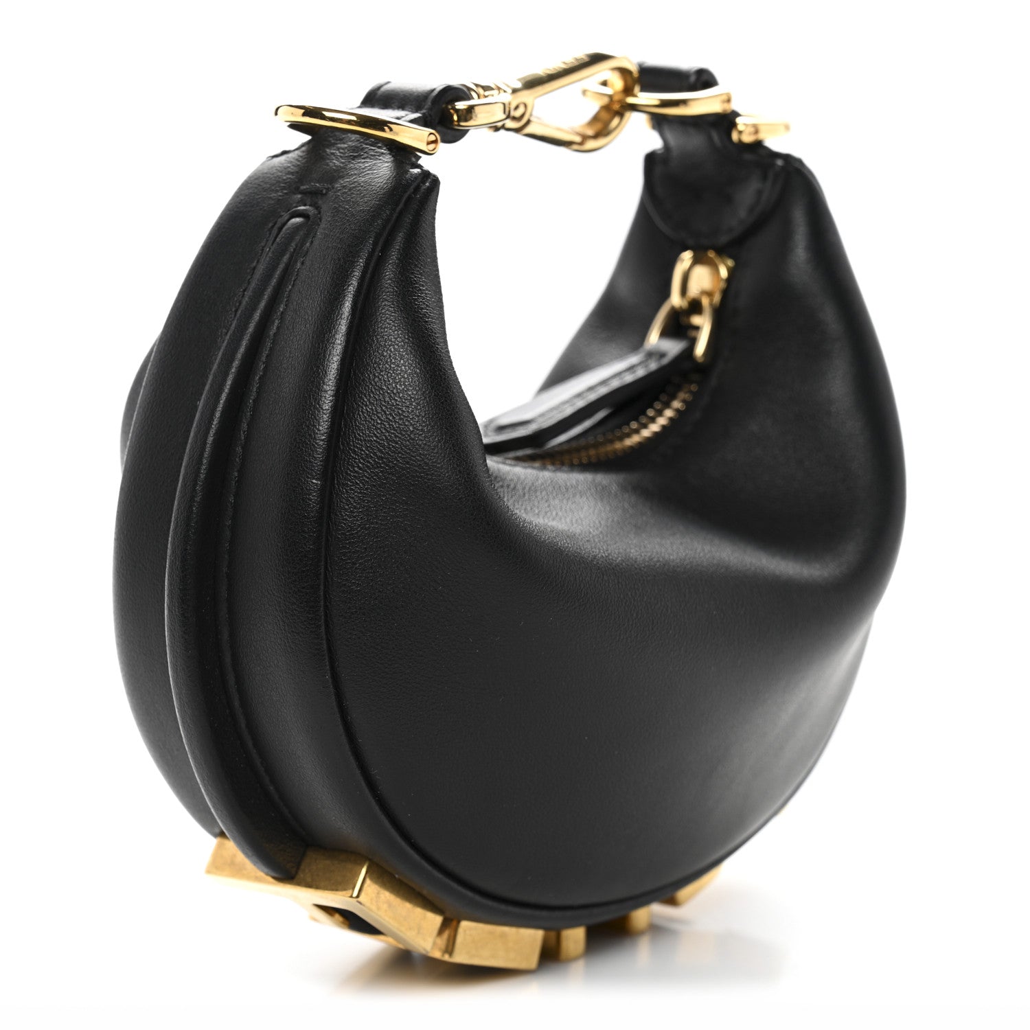 Fendi Vitello Grace Matte Nano Fendigraphy Hobo Charm Black 3 of 11