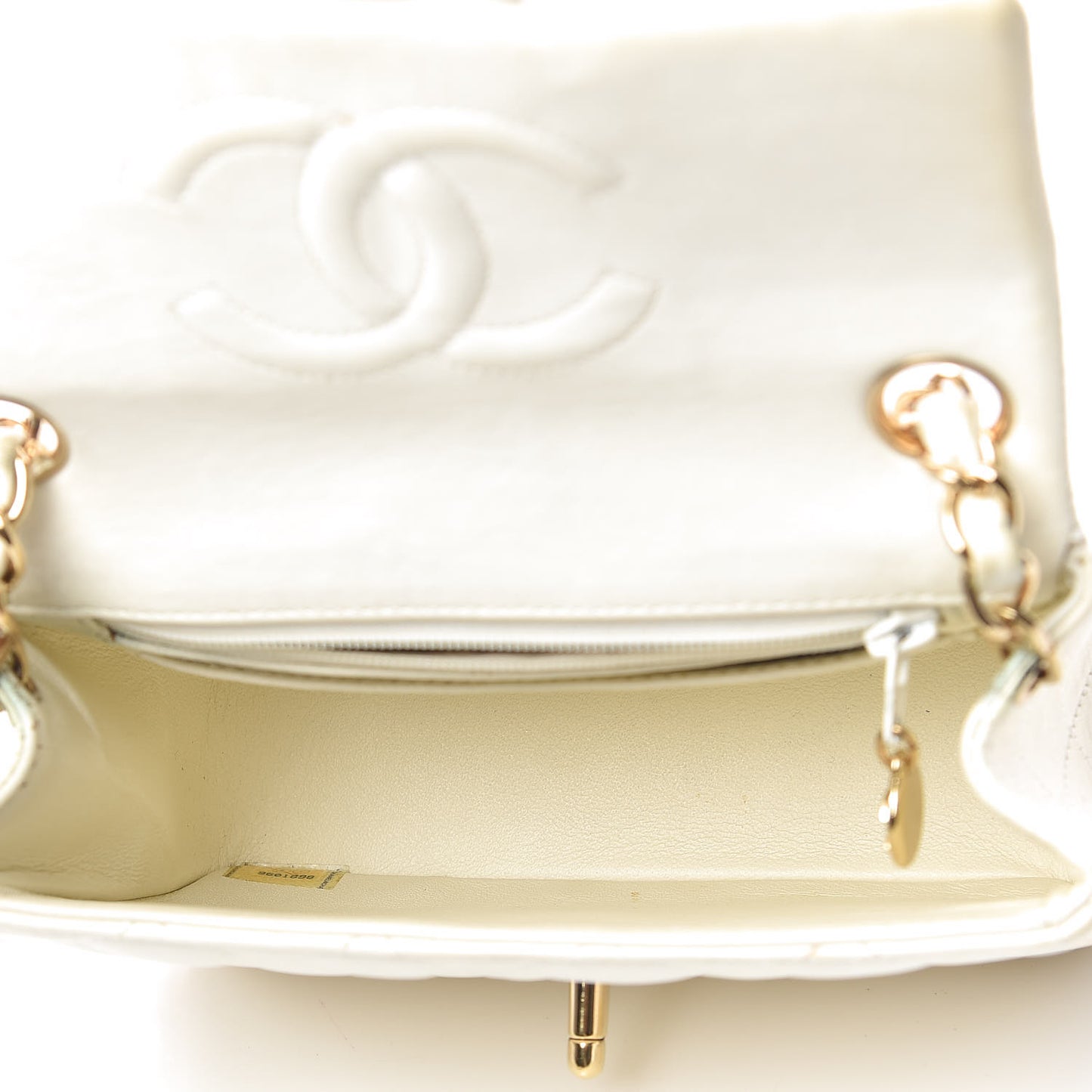 Lambskin Quilted Mini Square Flap White