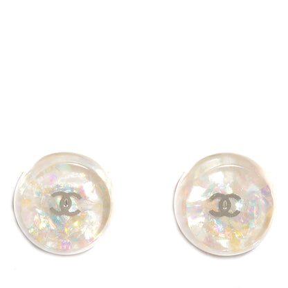Chanel Translucent Resin CC Clip On Earrings White 1 of 5
