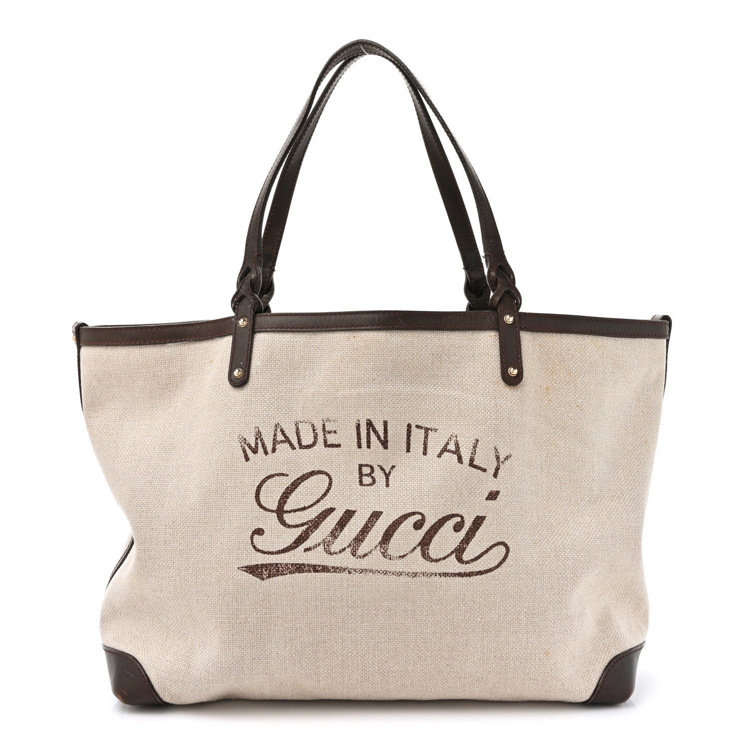 Gucci Linen Canvas Large Craft Logo Tote Brown 1 of 19