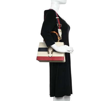 Gucci Calfskin Bamboo Web Medium Dionysus Top Handle Bag White Blue Hibiscus Red 2 of 19