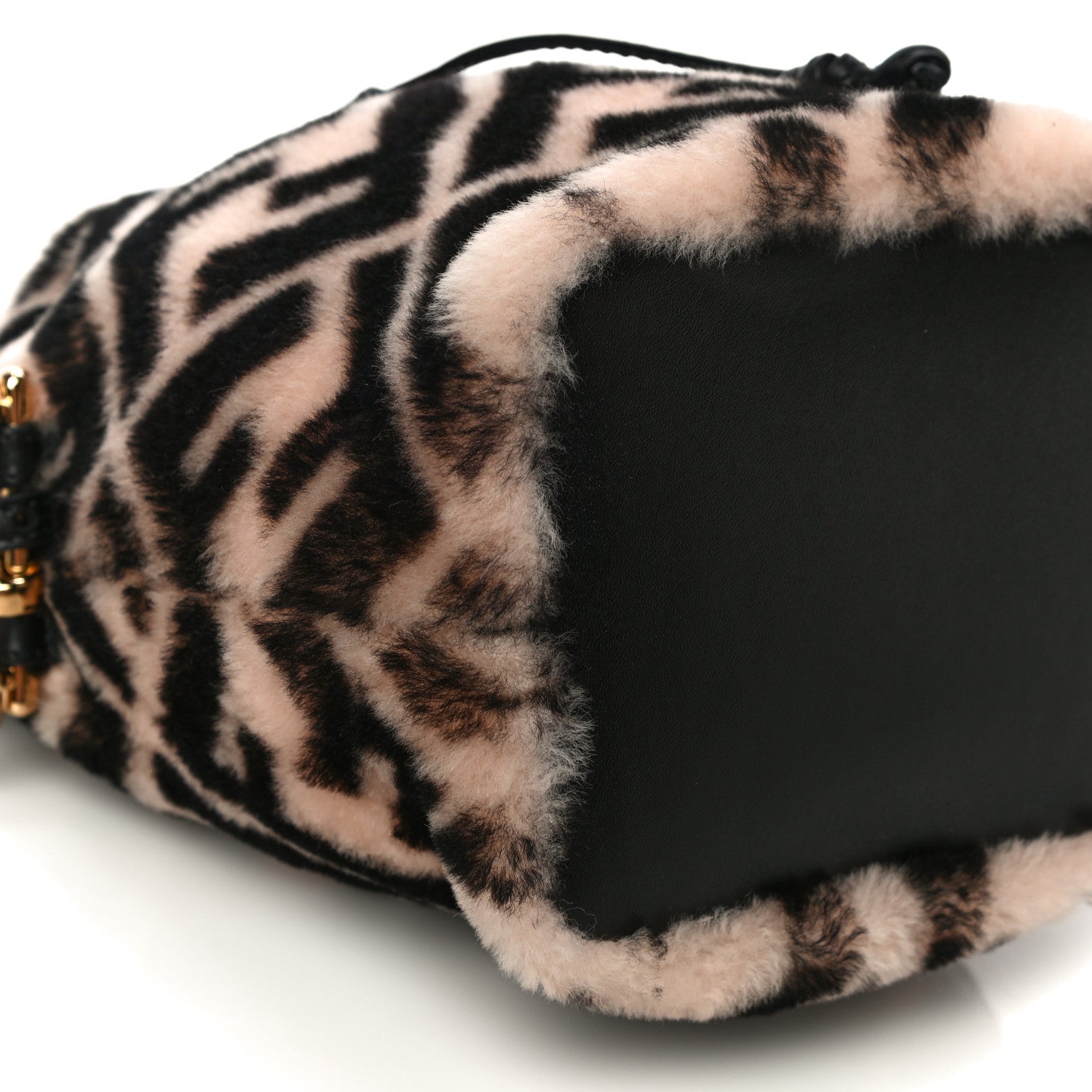 Fendi Shearling F is Fendi Macro FF 1974 Diagonal Mini Mon Tresor Bucket Bag Light Rose Black 9 of 10