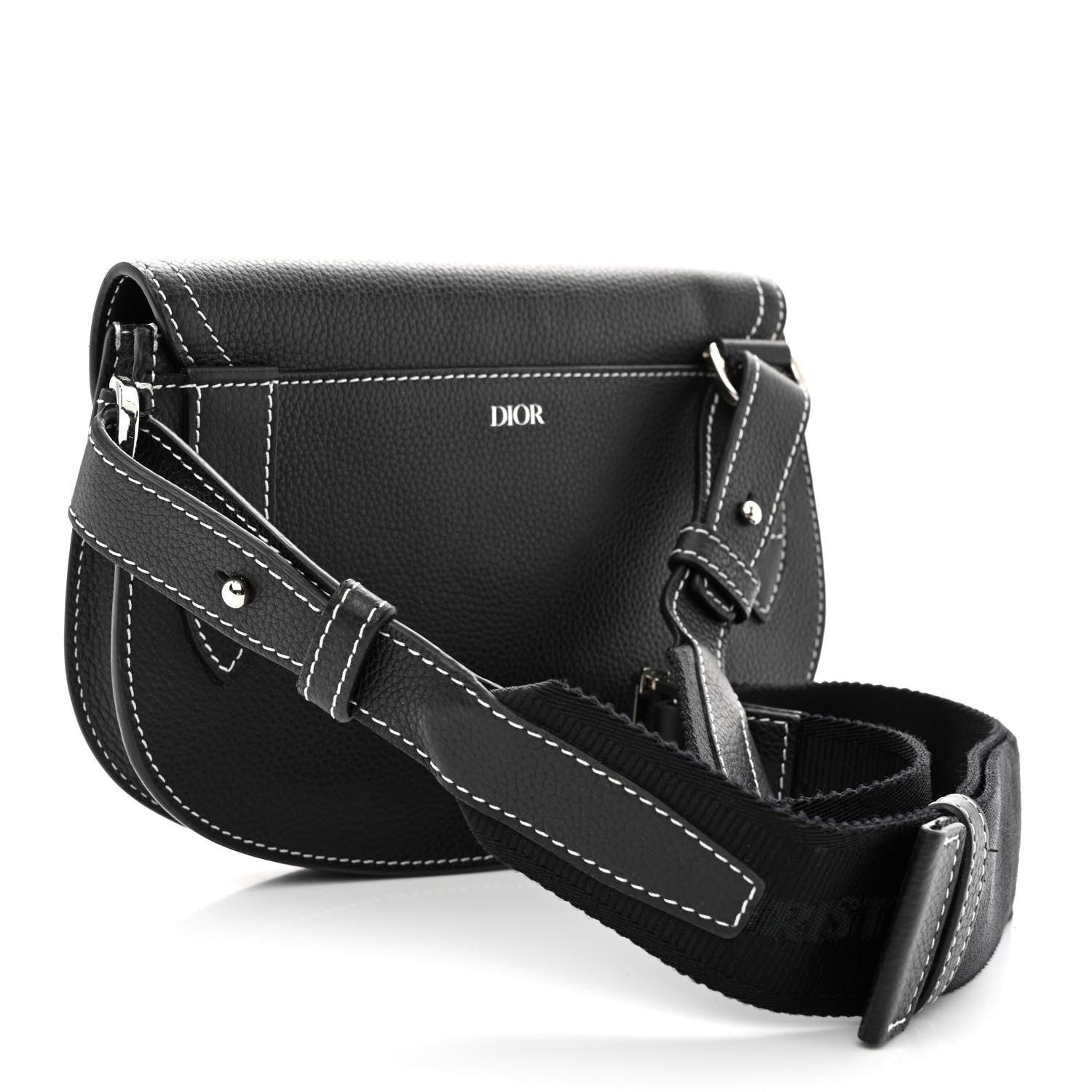 Christian Dior X KAWS Grained Calfskin Saddle Pouch Black 3 of 10
