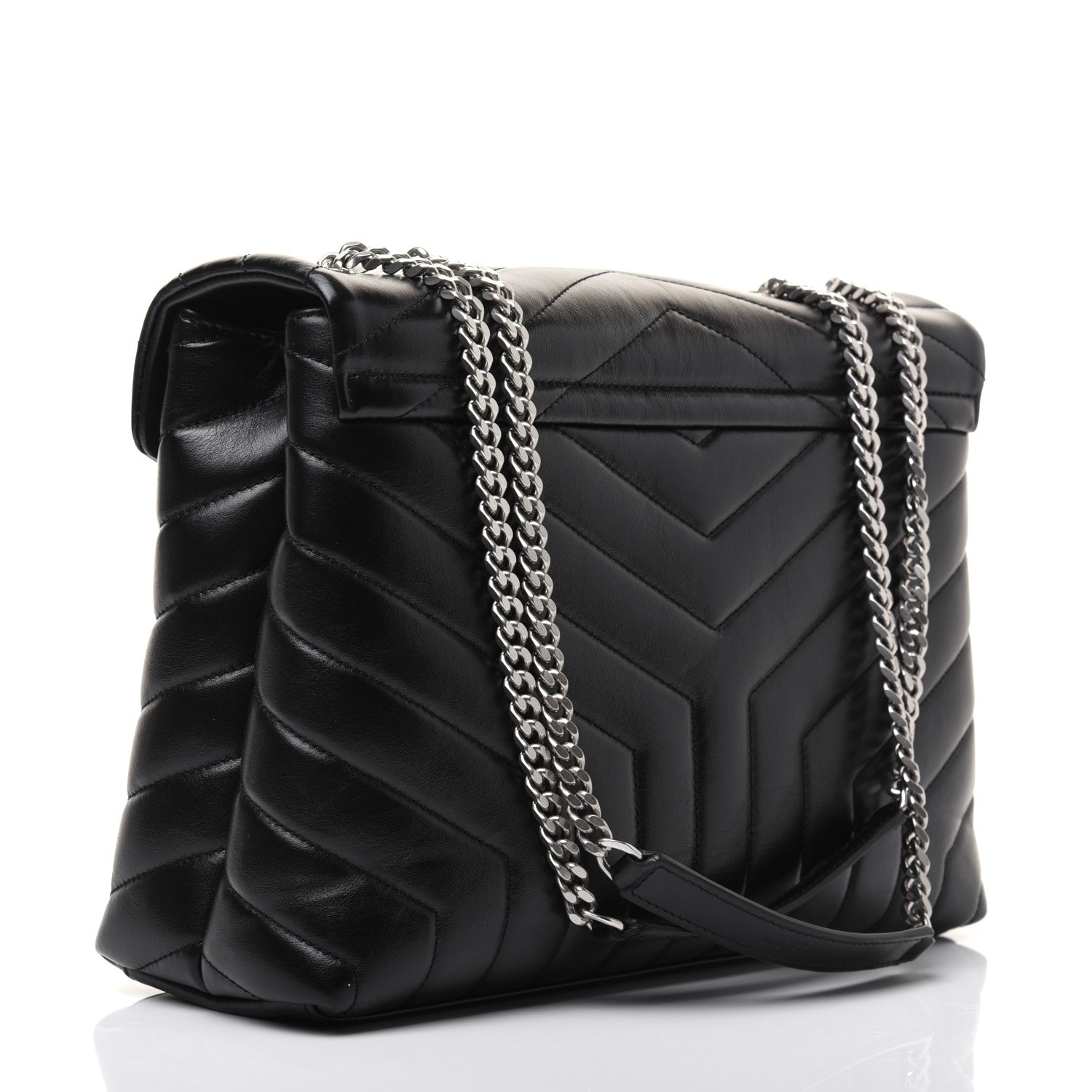 Saint Laurent Calfskin Y Quilted Monogram Medium Loulou Chain Satchel Black 3 of 20