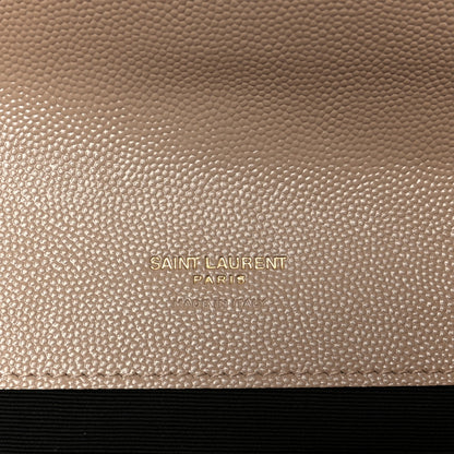 Saint Laurent Grain De Poudre Matelasse Chevron Monogram Envelope Clutch Dark Beige 6 of 10