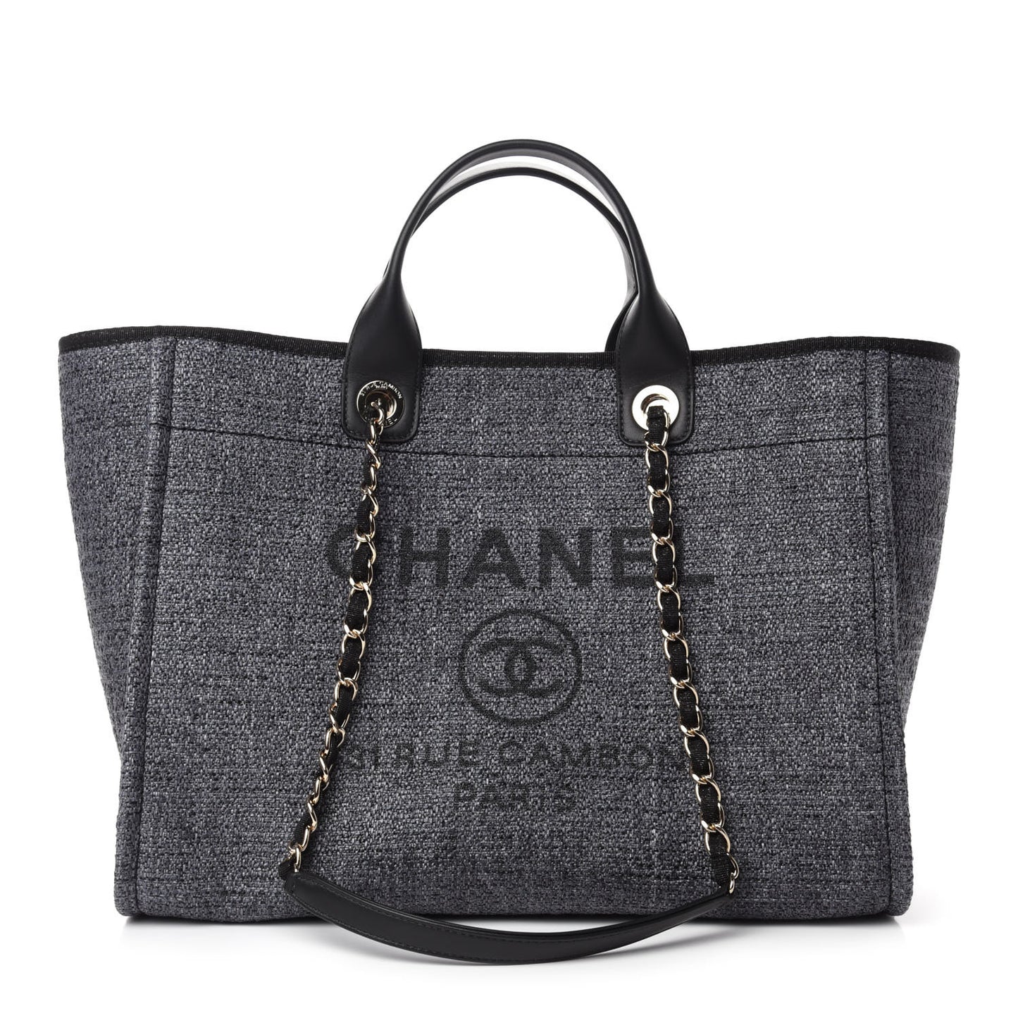 Lurex Boucle Medium Deauville Tote Black