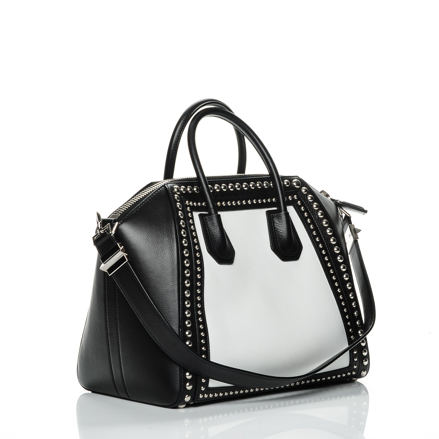 Givenchy Calfskin Medium Studded Bi-Color Antigona Black White 3 of 8