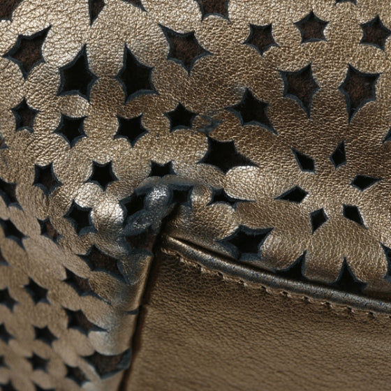 Perforated Leather Star Tote Bronze