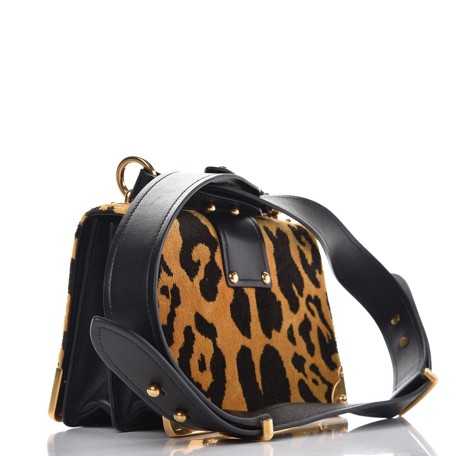Prada Velvet City Calf Leopard Print Cahier Bag 3 of 7