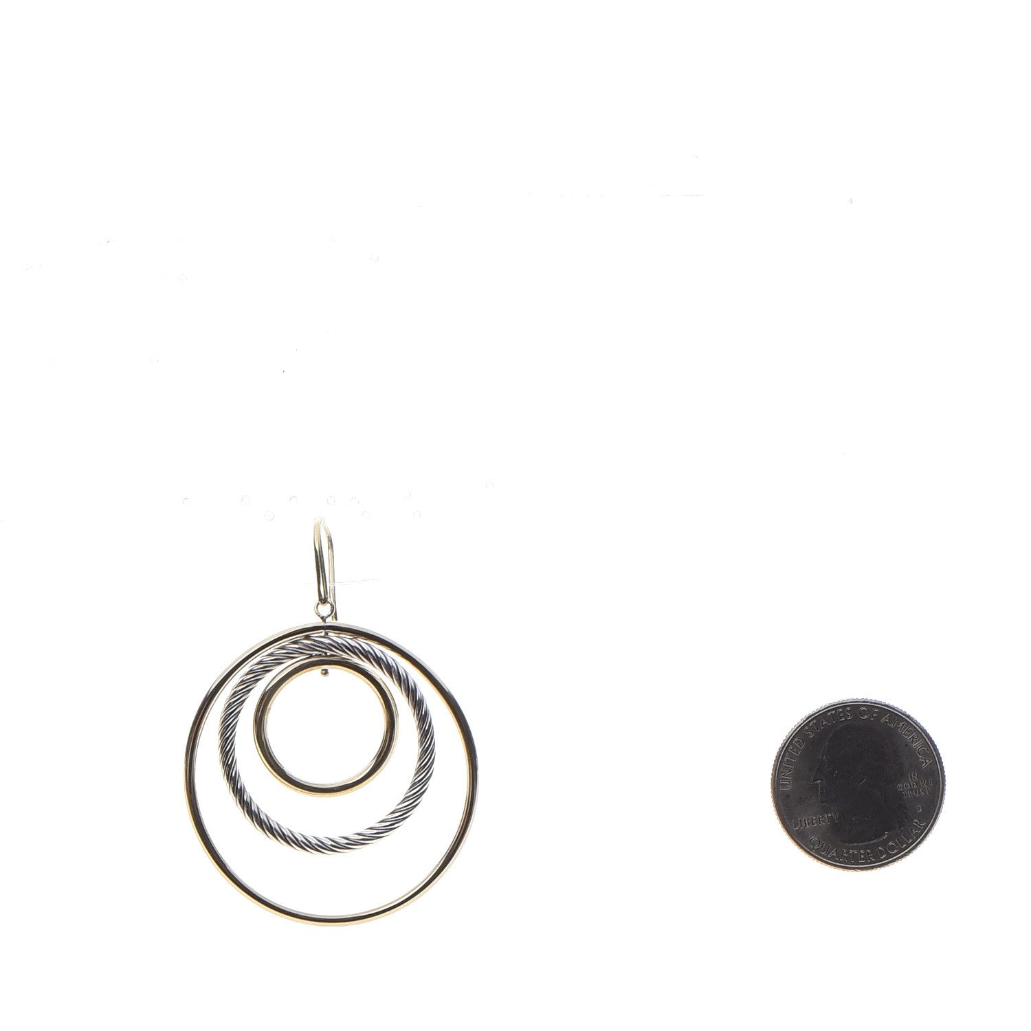 David Yurman Sterling Silver 18K Yellow Gold Mobile Triple Circle Earrings 2 of 4