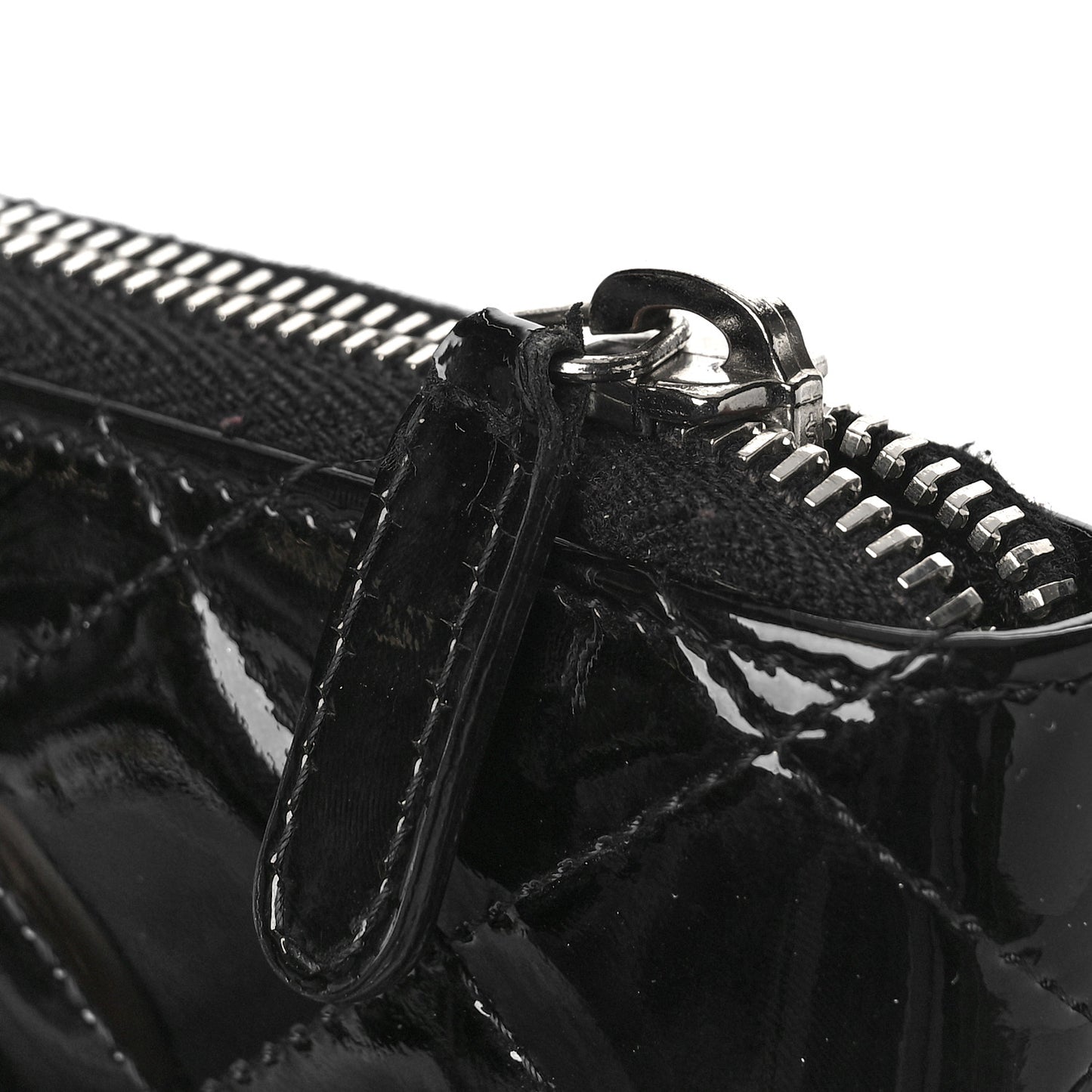 Patent Quilted Large Zip Around Organizer Wallet So Black