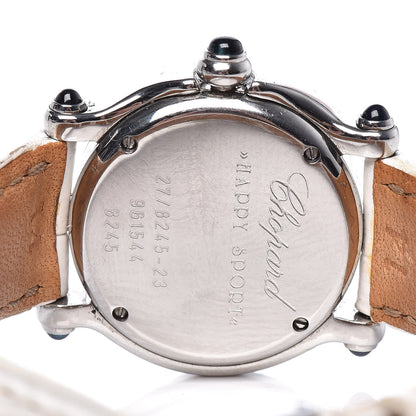 Chopard Stainless Steel Alligator Diamond Mother of Pearl 26mm Happy Sport Moon Star Quartz Watch 5 of 9