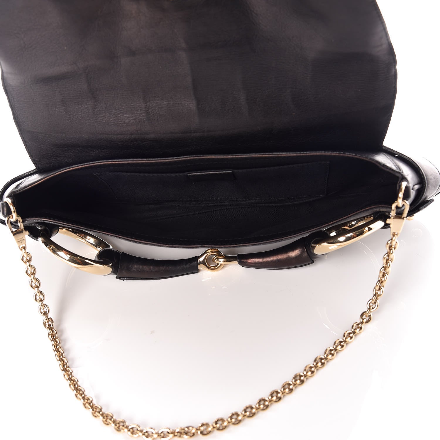 Gucci Calfskin Horsebit Chain Clutch Black 5 of 16